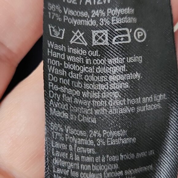 *SOLD* KAREN MILLEN | Peplum Dress Stripes Black Teal Sz 4 - Picture 5 of 5